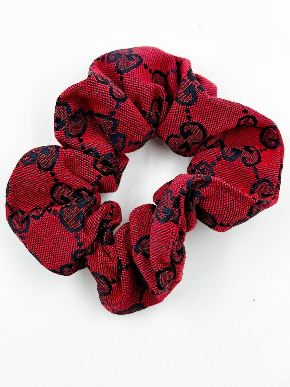 Gemelli Stephie RED Monogram Scrunchie Hair Tie Elastic Accessory NWT